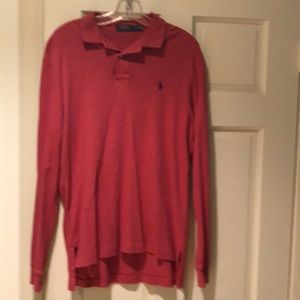 Men’s Ralph Lauren polo long sleeve polo shirt, pale red, good condition